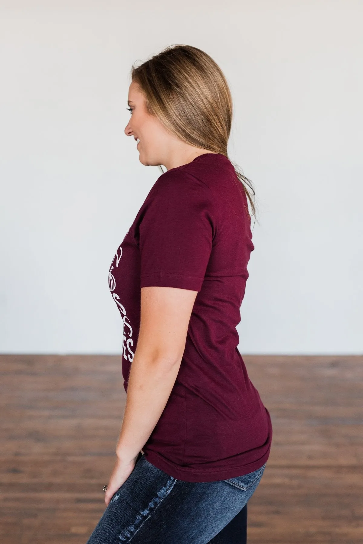 "Flannels, Pumpkin Spice, Hayrides.." Graphic Tee- Deep Maroon
