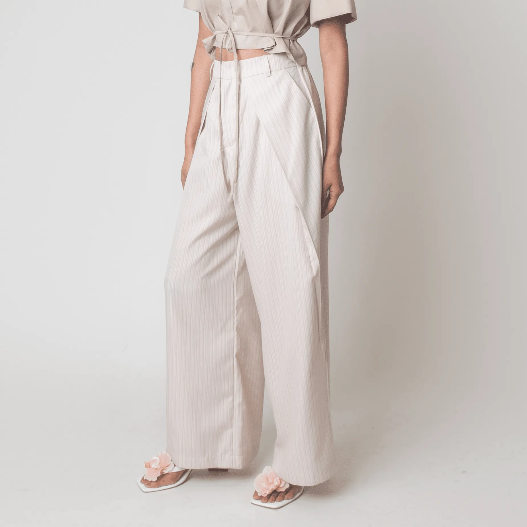 [Ready Today] Lakbay Pants Beige Pinstripes