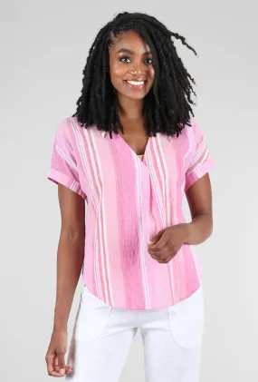 Resort Stripe Easy Pullover, Guava
