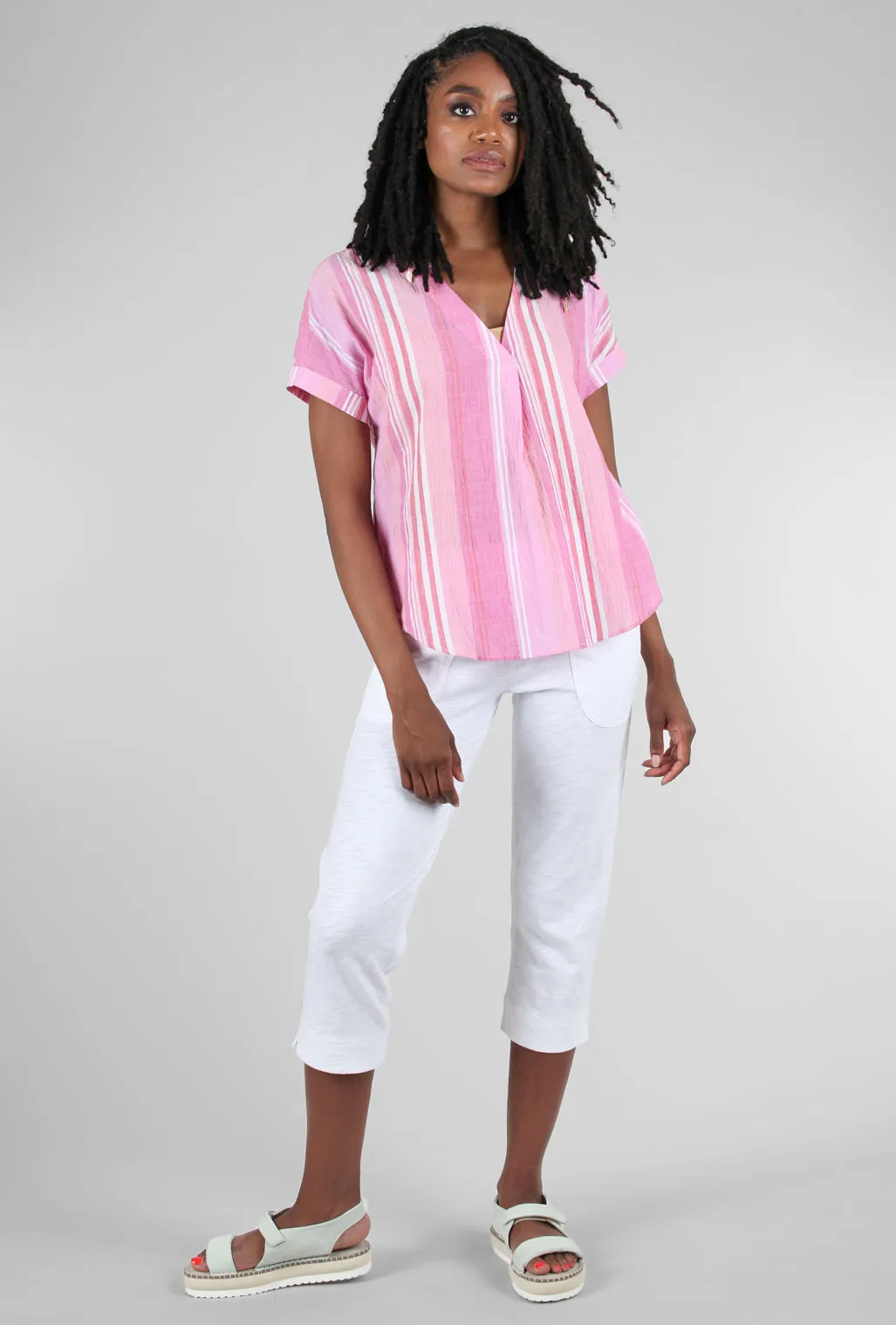 Resort Stripe Easy Pullover, Guava