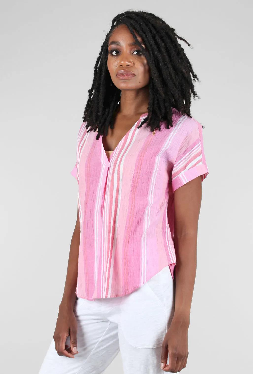 Resort Stripe Easy Pullover, Guava