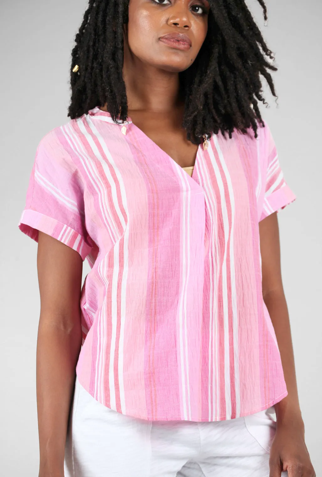 Resort Stripe Easy Pullover, Guava