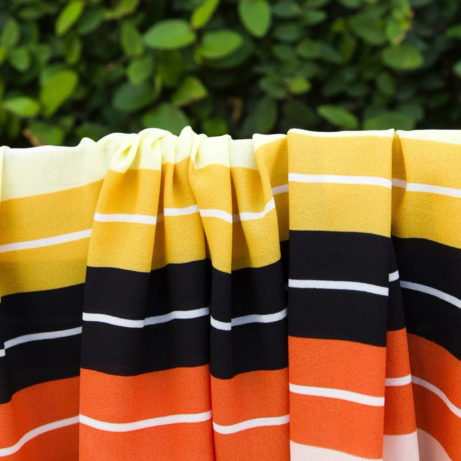 Retro Stripe Muted Rainbow Crepe - Remnant