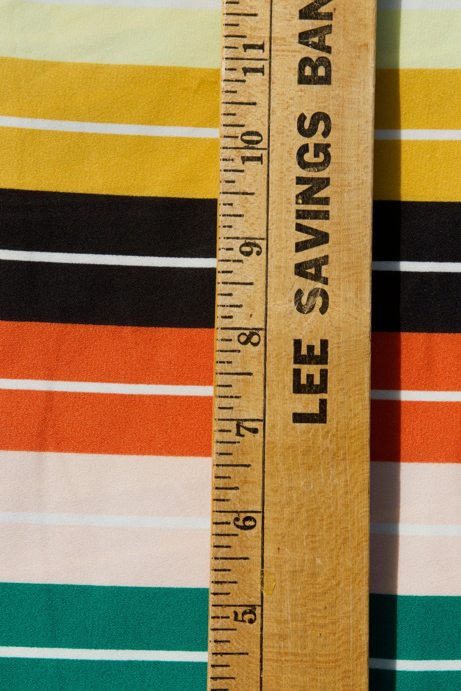 Retro Stripe Muted Rainbow Crepe - Remnant