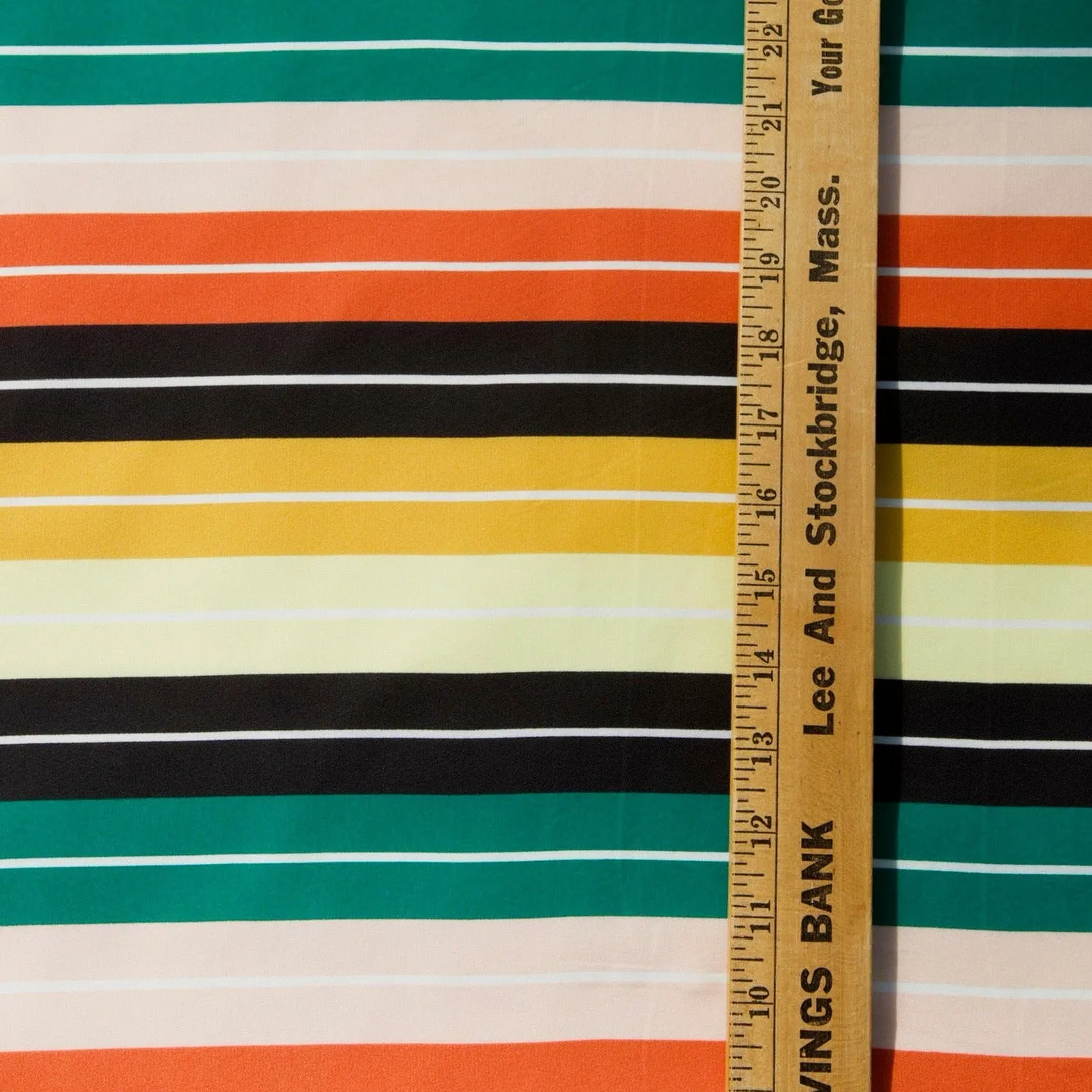 Retro Stripe Muted Rainbow Crepe - Remnant