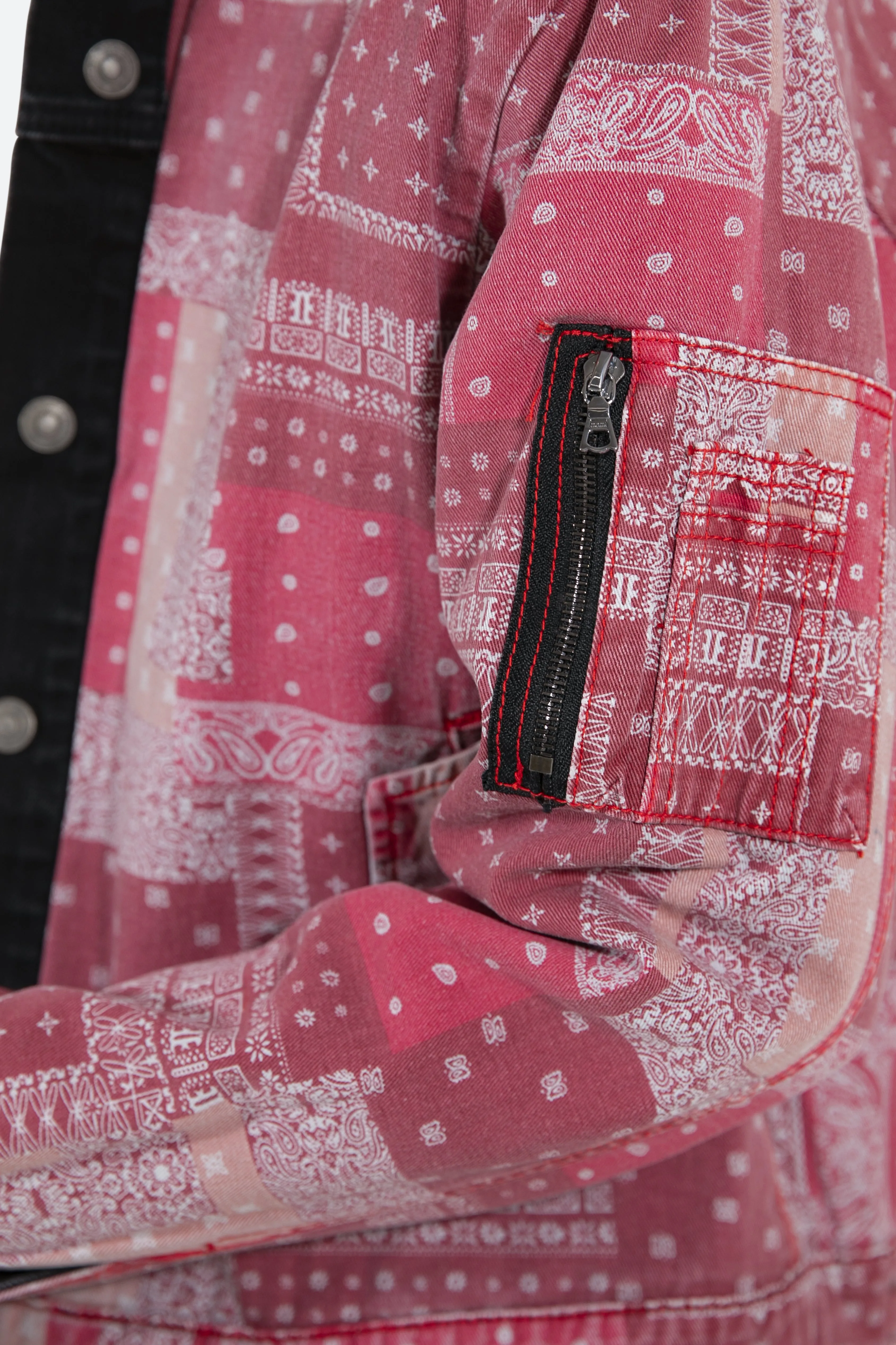 Reversible Paisley Trucker Jacket - Black/Red