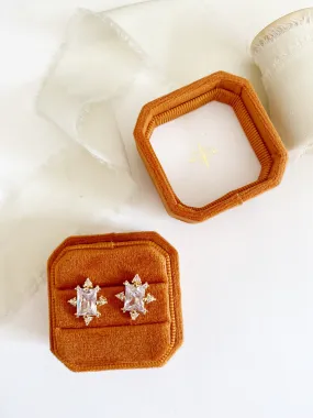 Rust Velvet Square Octagon Ring Box
