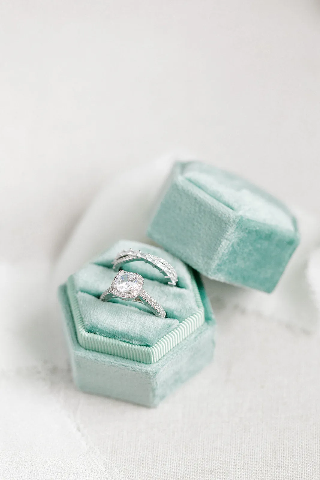 Sage Green Velvet Hexagon Ring Box