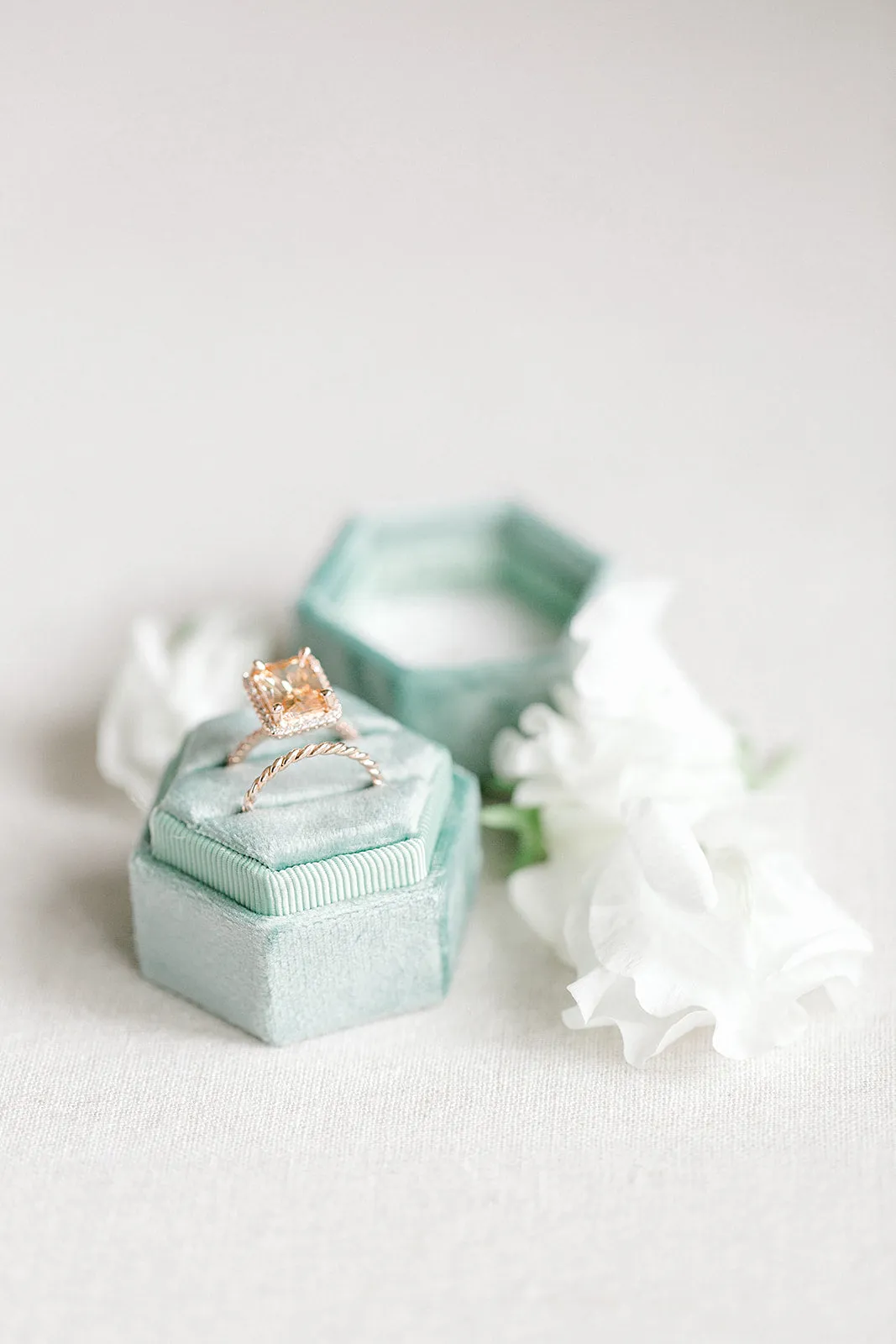 Sage Green Velvet Hexagon Ring Box