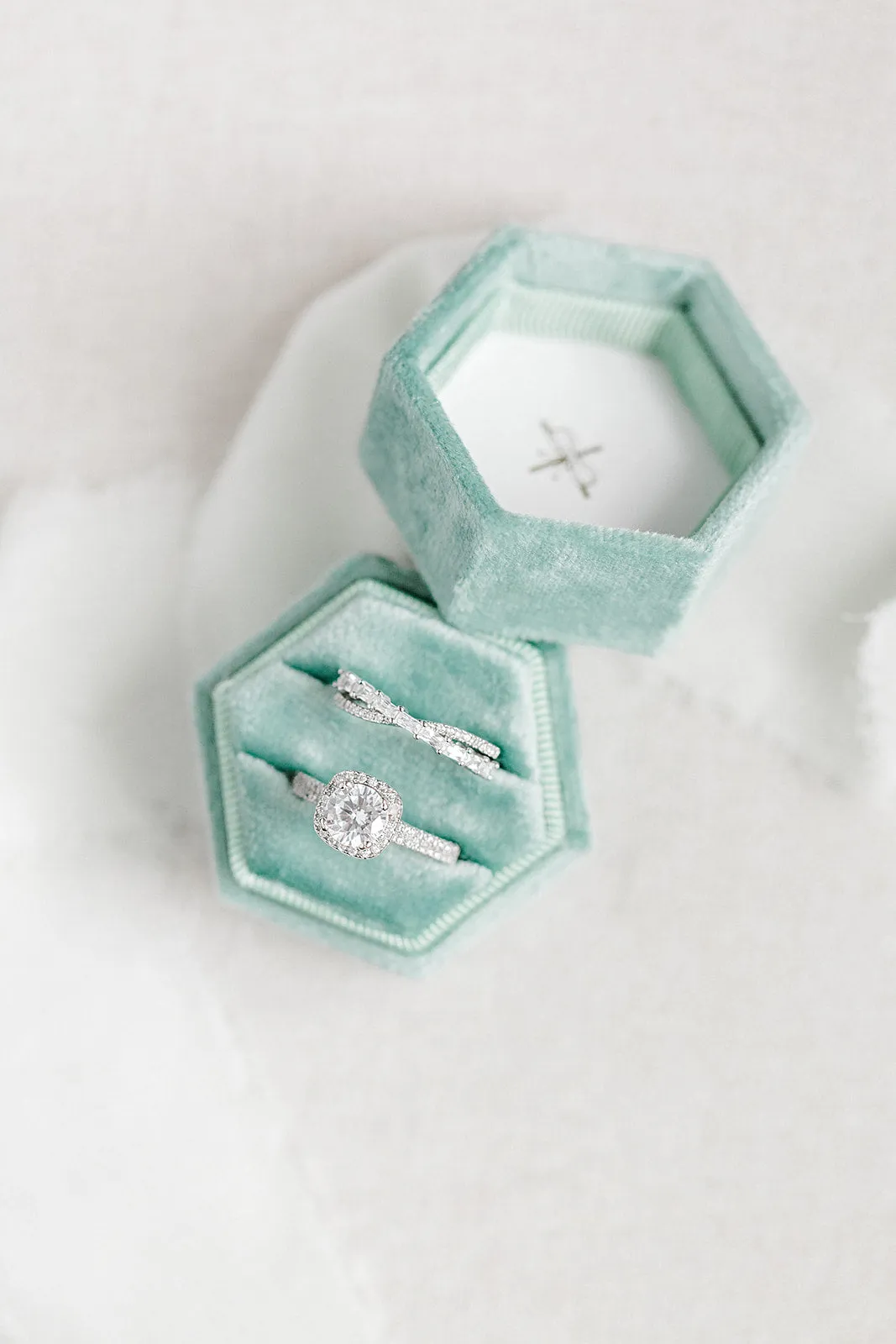 Sage Green Velvet Hexagon Ring Box