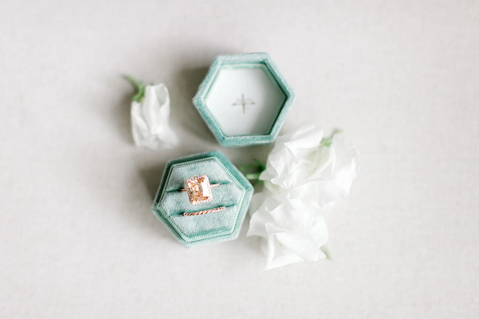 Sage Green Velvet Hexagon Ring Box