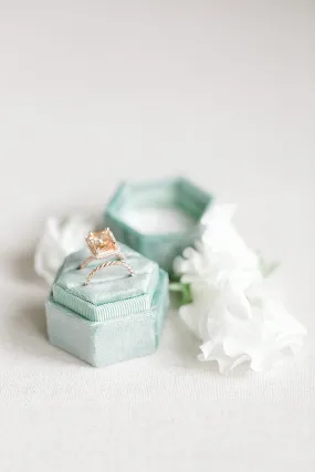 Sage Green Velvet Hexagon Ring Box
