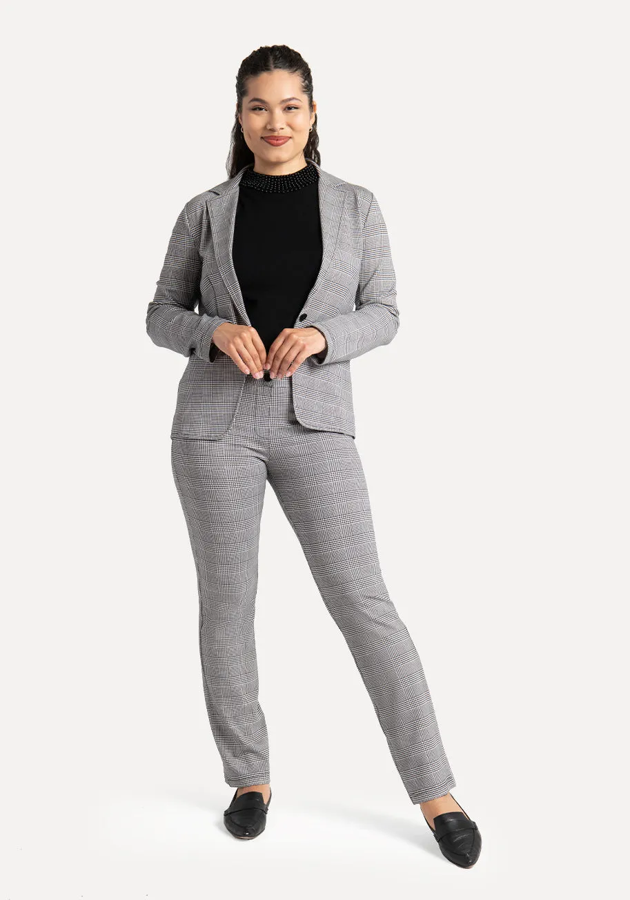 Straight Leg | Two-Pocket Straight-Leg Dress Pant Yoga Pants (Glen Plaid)