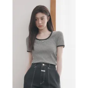 W DEEP NECK RINGER TEE