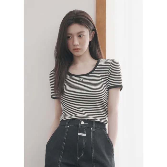 W DEEP NECK RINGER TEE