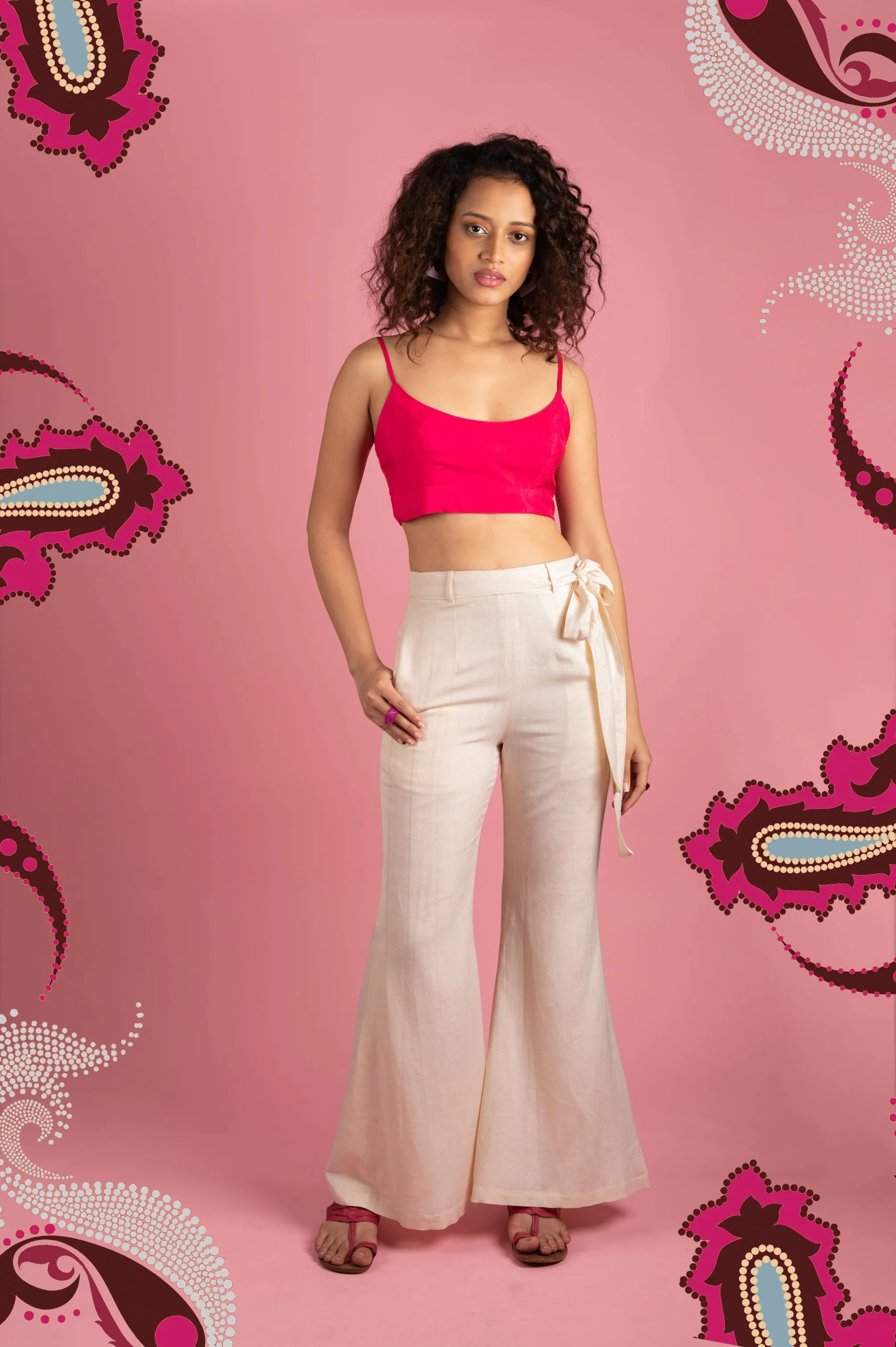White Linen Bell Bottom Pants