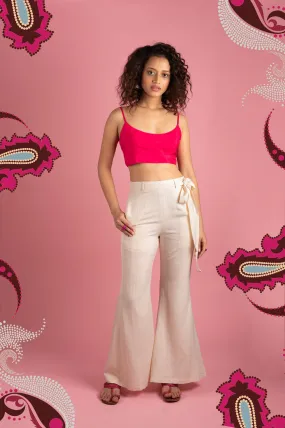 White Linen Bell Bottom Pants