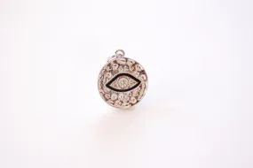 Wholesale Evil Eye Hammered CZ Disc Charm - Eye of Ra Hamsa Yoga Ohm Brass Cubic Zirconia HarperCrown Charms B159