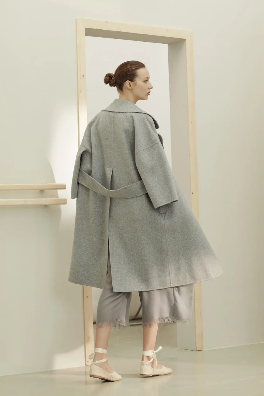 Women's hand-sewn pure cashmere double-face coat