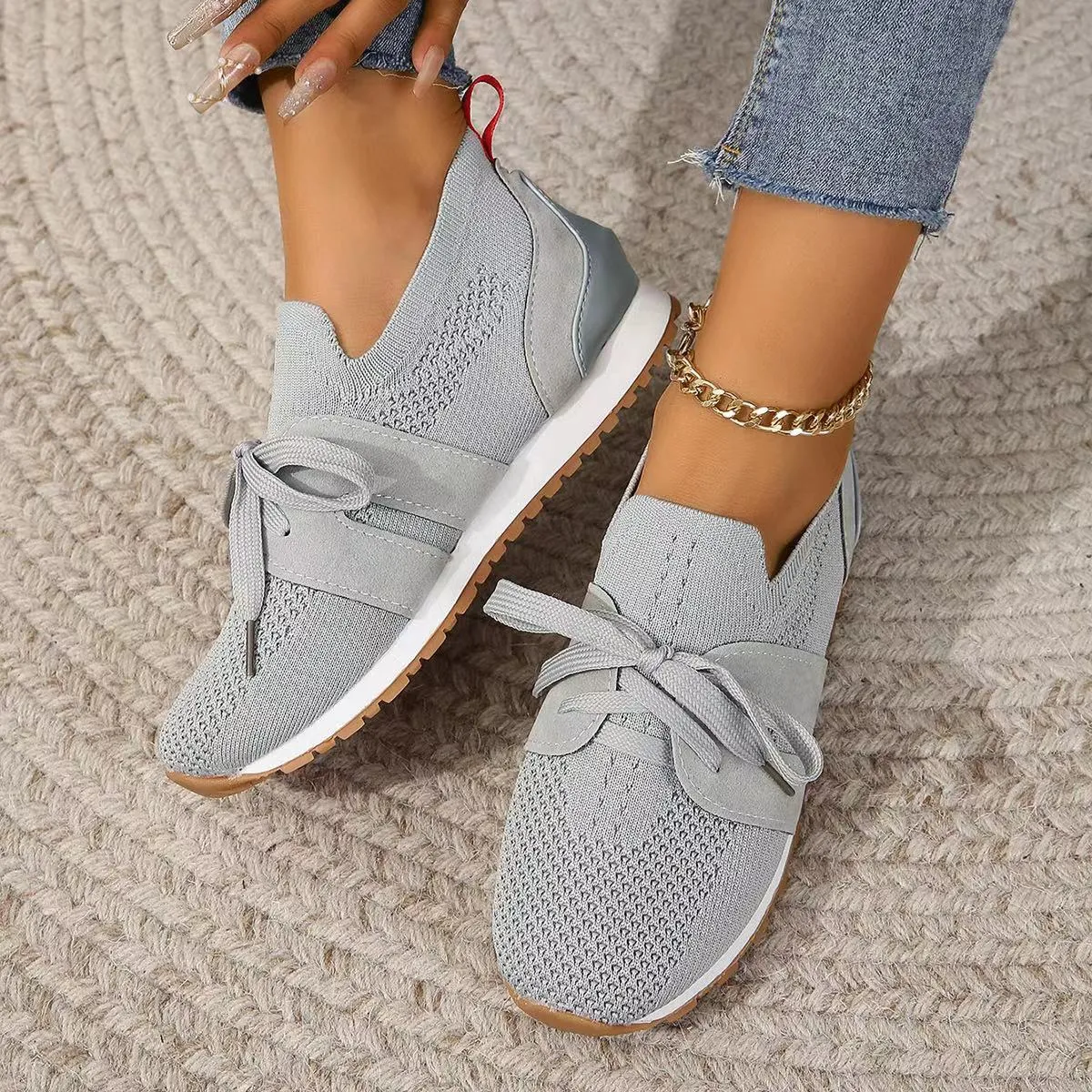 Woven Mesh Lace-Up Casual Shoes - Breathable and Stylish Footwear