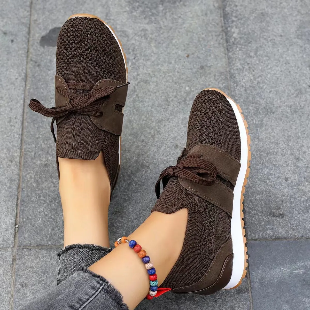 Woven Mesh Lace-Up Casual Shoes - Breathable and Stylish Footwear