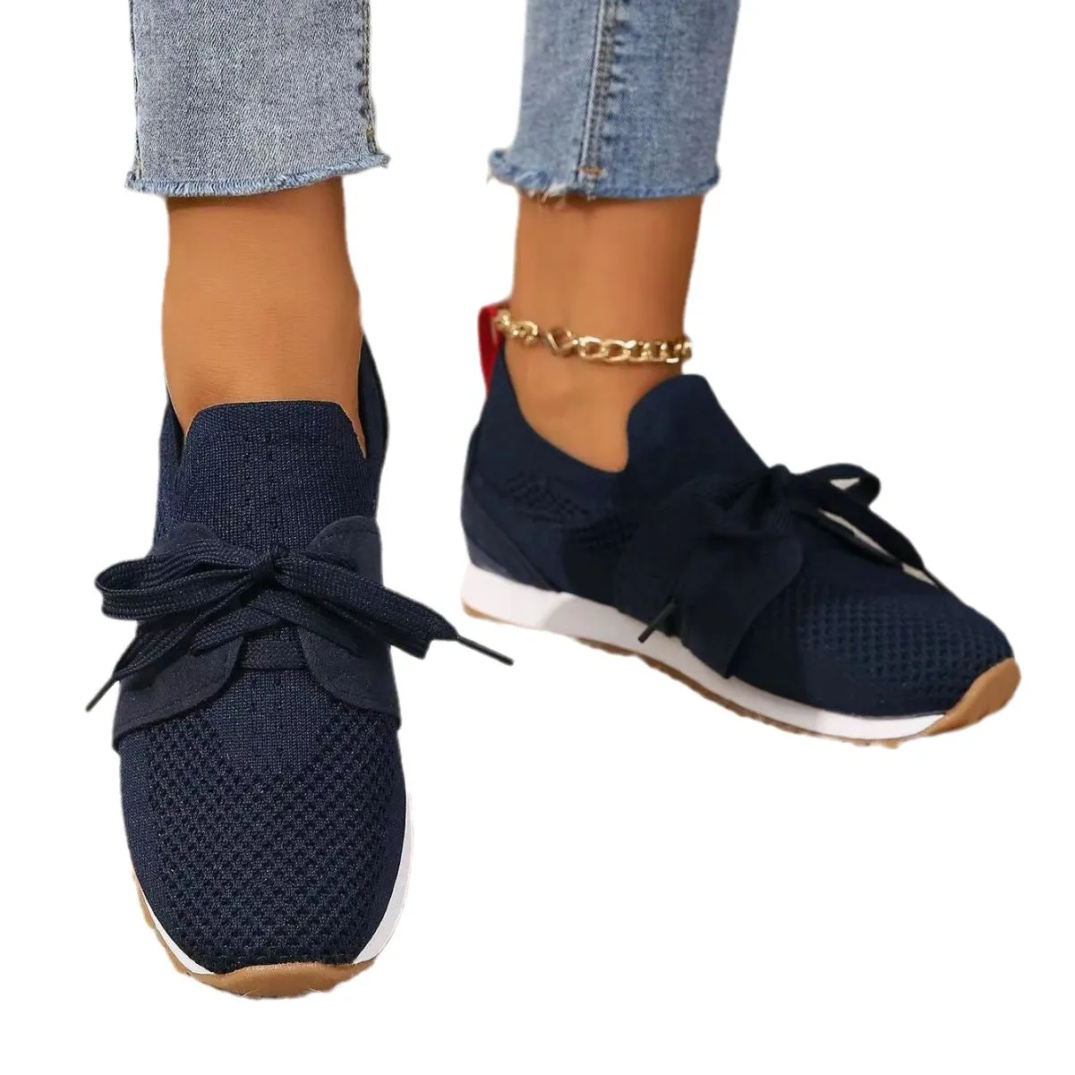 Woven Mesh Lace-Up Casual Shoes - Breathable and Stylish Footwear